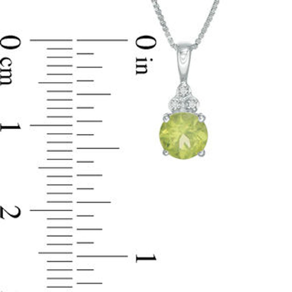 6.0mm Peridot and Diamond Accent Tri-Top Pendant in Sterling Silver|Peoples Jewellers