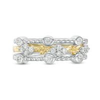 Convertibilities 0.23 CT. T.W. Diamond Beaded Station Three Piece Stackable Band Set in Sterling Silver and 10K Gold|Peoples Jewellers
