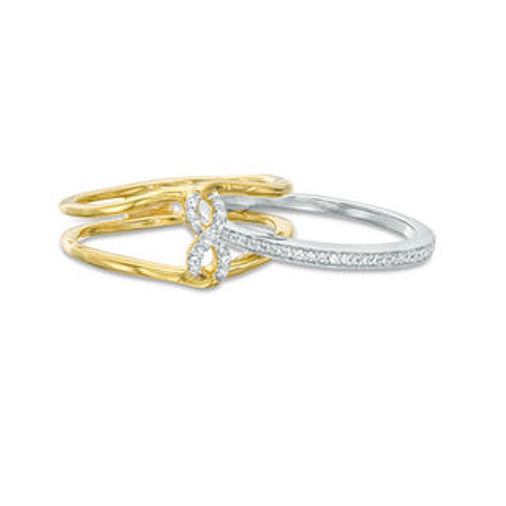 Convertibilities 0.115 CT. T.W. Diamond Infinity Crossover Three-in-One Ring in Sterling Silver and 10K Gold|Peoples Jewellers