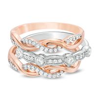 Convertibilities 0.37 CT. T.W. Diamond Station and Twist Three Piece Stackable Band Set in 10K Two-Tone Gold|Peoples Jewellers