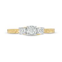 CT. T.W. Diamond Three Stone Filigree Scroll Engagement Ring in 10K Gold|Peoples Jewellers