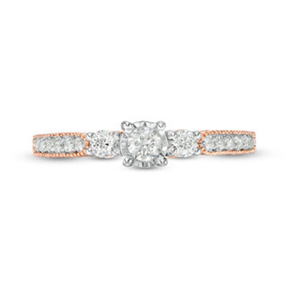 0.45 CT. T.W. Diamond Three Stone Vintage-Style Engagement Ring in 10K Rose Gold|Peoples Jewellers