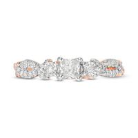 0.37 CT. T.W. Princess-Cut Diamond Three Stone Crossover Shank Engagement Ring in 10K Rose Gold|Peoples Jewellers