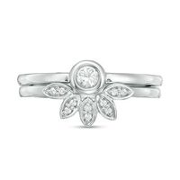 Lab-Created White Sapphire Leafy Bridal Set in Sterling Silver|Peoples Jewellers