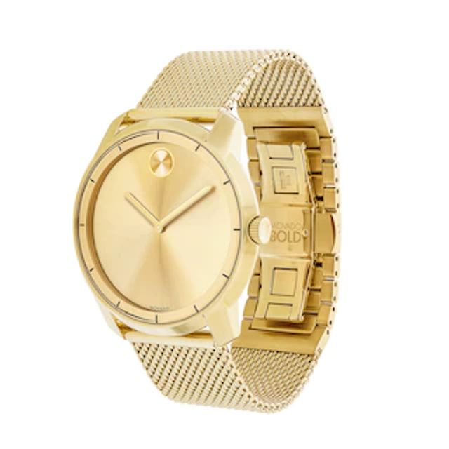 Men's Movado Bold® Gold-Tone IP Mesh Watch (Model: 3600373)|Peoples Jewellers