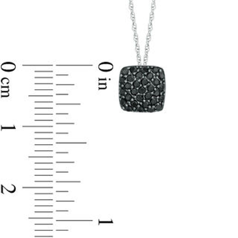 0.25 CT. T.W. Enhanced Black Composite Diamond Cushion Pendant in 10K White Gold|Peoples Jewellers