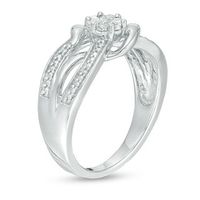 Composite Diamond Accent Bypass Crossover Ring in Sterling Silver|Peoples Jewellers