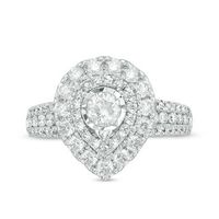 1.50 CT. T.W. Diamond Pear-Shaped Double Frame Engagement Ring in 10K White Gold|Peoples Jewellers