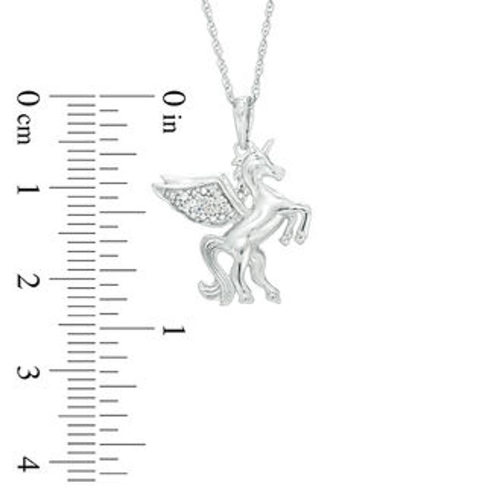 0.04 CT. T.W. Diamond Winged Unicorn Pendant in Sterling Silver|Peoples Jewellers