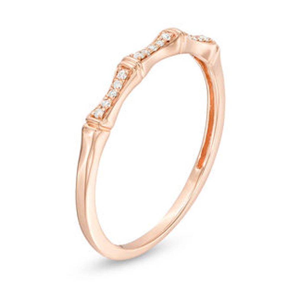 0.05 CT. T.W. Diamond Bamboo Anniversary Band in 10K Rose Gold|Peoples Jewellers