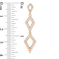 Lab-Created White Sapphire and 0.086 CT. T.W. Diamond Triple Kite-Shaped Drop Earrings in 10K Rose Gold|Peoples Jewellers