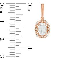 Oval Lab-Created White Sapphire and 0.18 CT. T.W. Diamond Frame Vintage-Style Drop Earrings in 10K Rose Gold|Peoples Jewellers