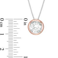 8.0mm Lab-Created White Sapphire Solitaire Pendant in Sterling Silver and 10K Rose Gold|Peoples Jewellers