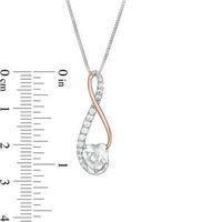 7.0mm Heart-Shaped Lab-Created White Sapphire Infinity Pendant in Sterling Silver and 10K Rose Gold|Peoples Jewellers