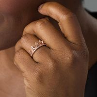 Lab-Created White Sapphire Crown Ring in 10K Rose Gold|Peoples Jewellers