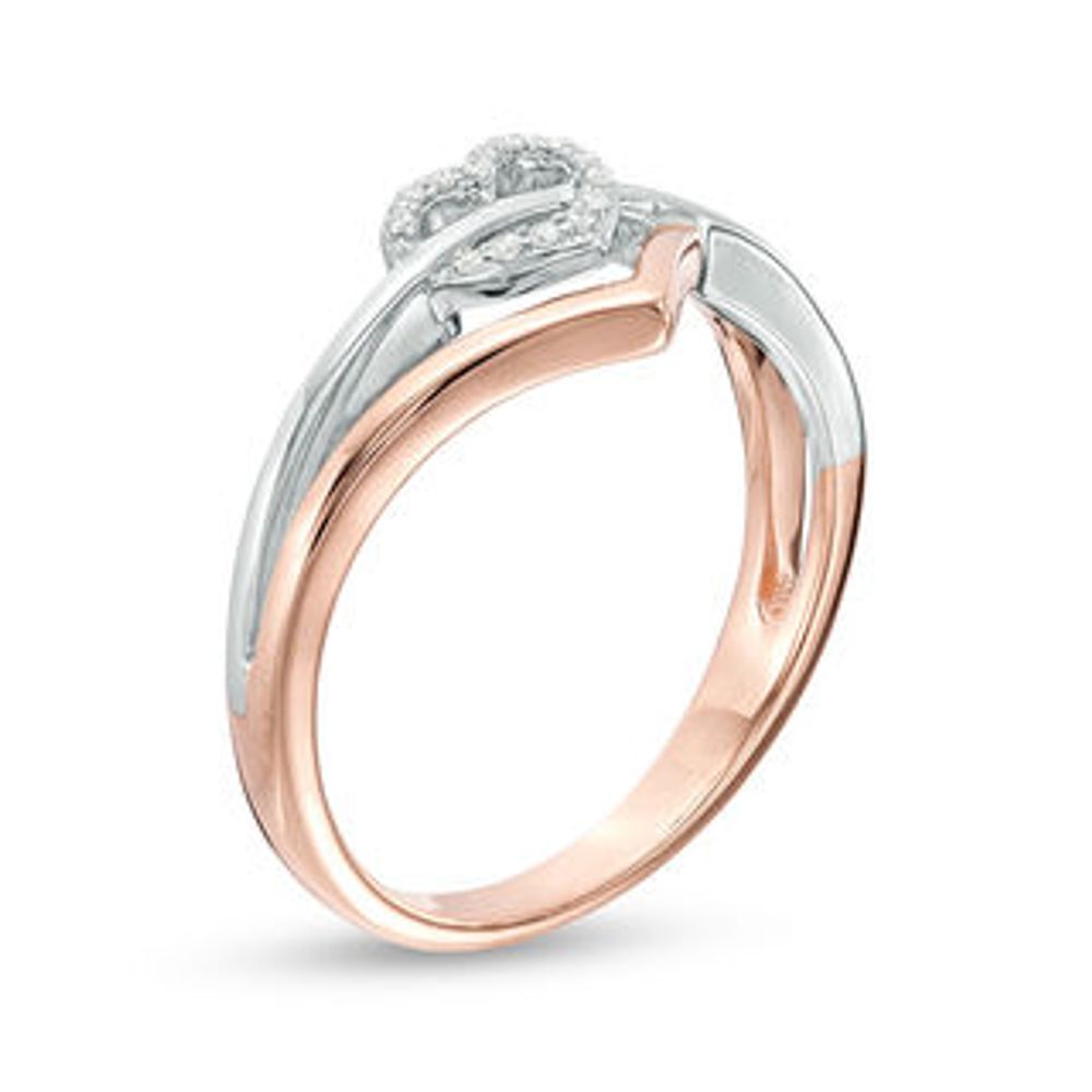 0.04 CT. T.W. Diamond Heart and Chevron Ring in 10K Two-Tone Gold|Peoples Jewellers