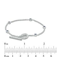 Lab-Created Blue and White Sapphire Station Toggle Bracelet in Sterling Silver - 7.25"|Peoples Jewellers