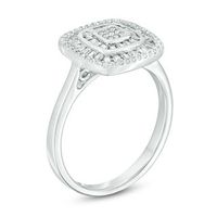 0.33 CT. T.W. Composite Diamond Double Cushion Frame Ring in 10K White Gold|Peoples Jewellers