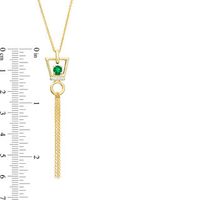 Lab-Created Emerald and Diamond Accent Trapezoid Frame Tassel Dangle Pendant in Sterling Silver with 14K Gold Plate|Peoples Jewellers