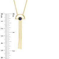 Lab-Created Blue Sapphire Solitaire Tassel Dangle Necklace in Sterling Silver with 14K Gold Plate|Peoples Jewellers