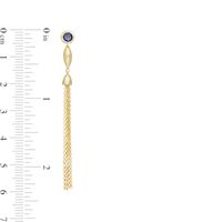 Lab-Created Blue Sapphire Solitaire Marquise Accent Tassel Drop Earrings in Sterling Silver with 14K Gold Plate|Peoples Jewellers