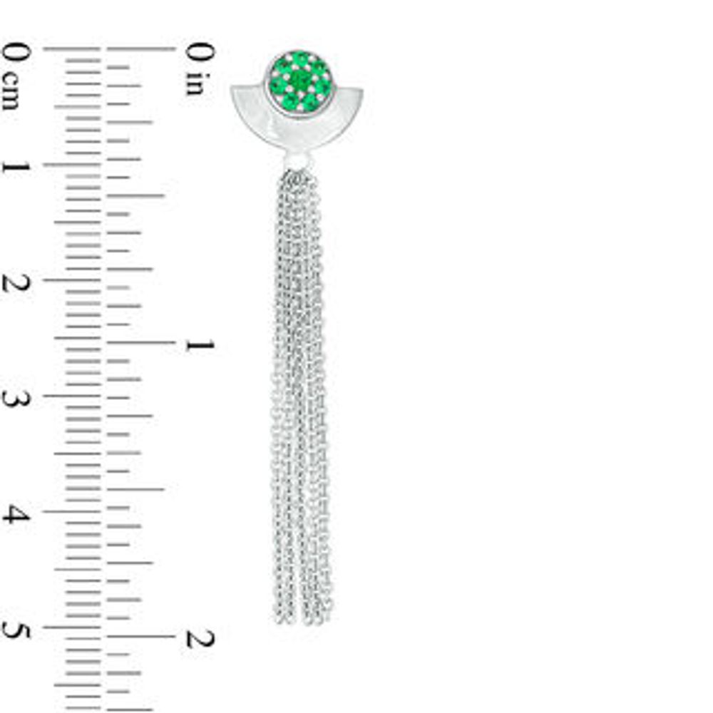 Lab-Created Emerald Cluster Tassel Drop Earrings in Sterling Silver|Peoples Jewellers