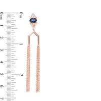 Lab-Created Blue Sapphire and 0.04 CT. T.W. Diamond Tassel Drop Earrings in Sterling Silver with 14K Rose Gold Plate|Peoples Jewellers