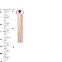 Lab-Created Blue Sapphire Solitaire Tassel Drop Earrings in Sterling Silver with 14K Rose Gold Plate|Peoples Jewellers