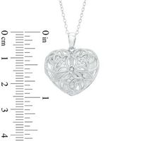 0.07 CT. T.W. Diamond Filigree Heart Vintage-Style Locket in Sterling Silver|Peoples Jewellers