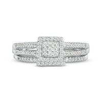 0.29 CT. T.W. Composite Diamond Square Frame Split Shank Bridal Set in 10K White Gold|Peoples Jewellers