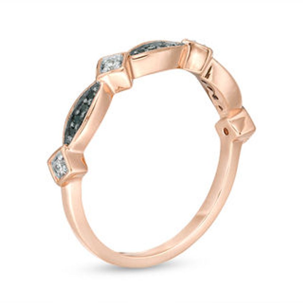 0.116 CT. T.W. Enhanced Black and White Diamond Alternating Tilted Square and Marquise Stackable Band in 10K Rose Gold|Peoples Jewellers