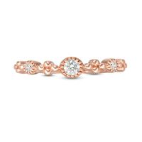 0.115 CT. T.W. Diamond Three Stone and Beaded Vintage-Style Stackable Band in 10K Rose Gold|Peoples Jewellers