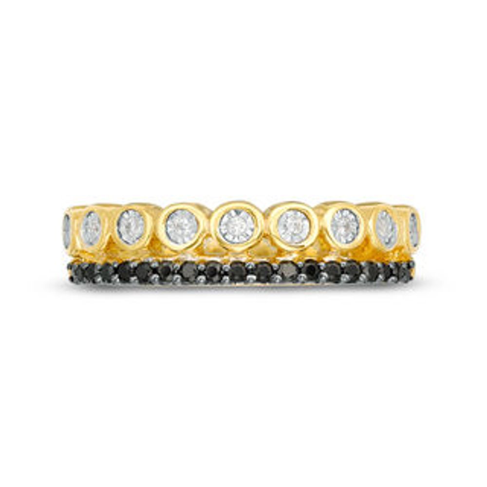 0.23 CT. T.W. Enhanced Black and White Diamond Double Row Stackable Band in 10K Gold|Peoples Jewellers