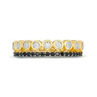 0.23 CT. T.W. Enhanced Black and White Diamond Double Row Stackable Band in 10K Gold|Peoples Jewellers