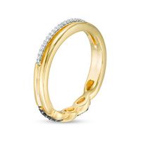 0.146 CT. T.W. Enhanced Black and White Diamond Reversible Twist and Double Row Stackable Band in 10K Gold|Peoples Jewellers