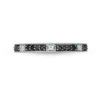 0.149 CT. T.W. Enhanced Black and White Diamond Vintage-Style Stackable Band in 10K White Gold|Peoples Jewellers