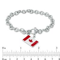 Peoples 100-Year Anniversary Red and White Enamel Canadian Flag Bracelet in Sterling Silver - 8.0"|Peoples Jewellers