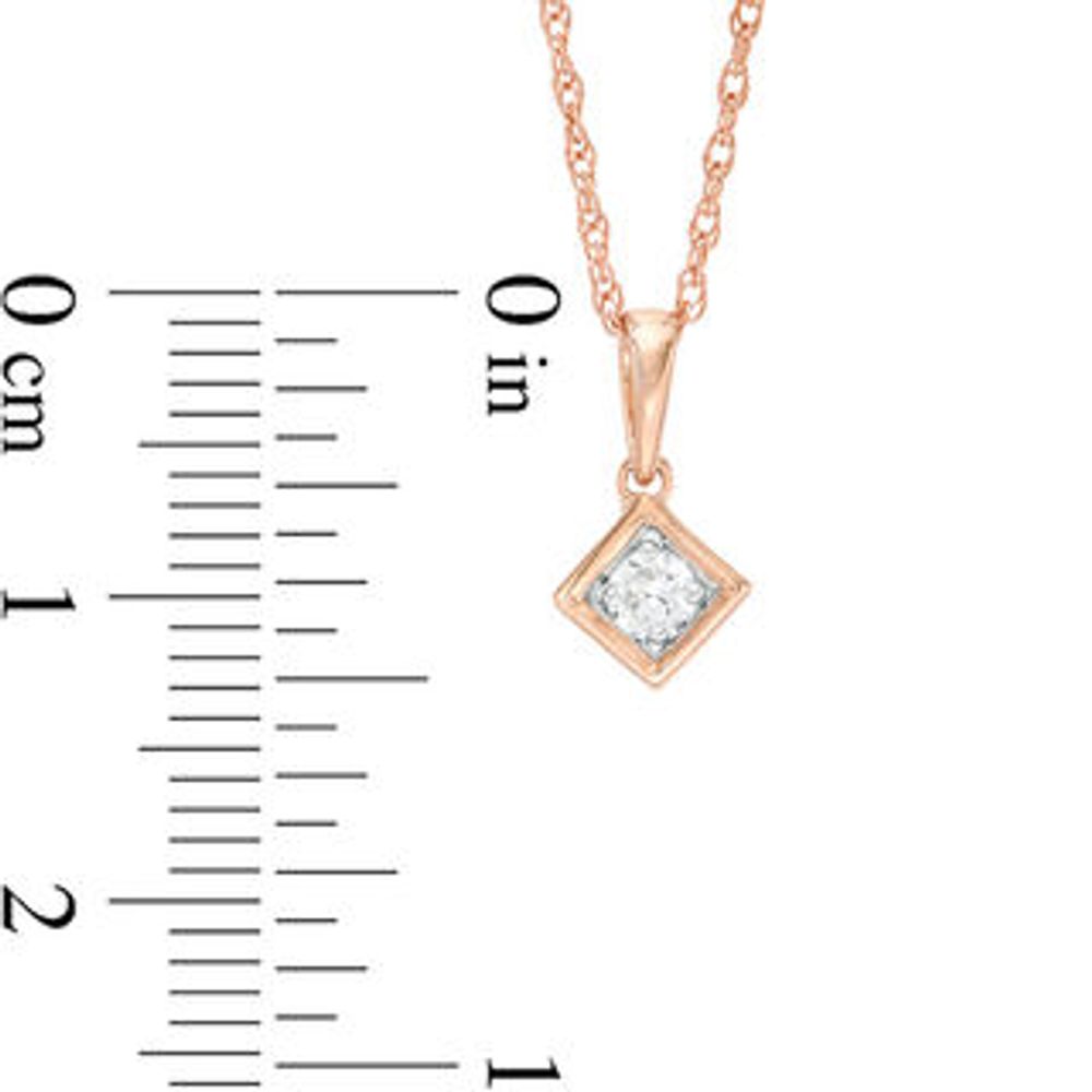 CT. T.W. Diamond Solitaire Tilted Square Pendant and Stud Earrings Set in 10K Rose Gold|Peoples Jewellers