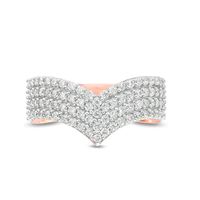 0.95 CT. T.W. Diamond Multi-Row Chevron Band in 10K Rose Gold|Peoples Jewellers