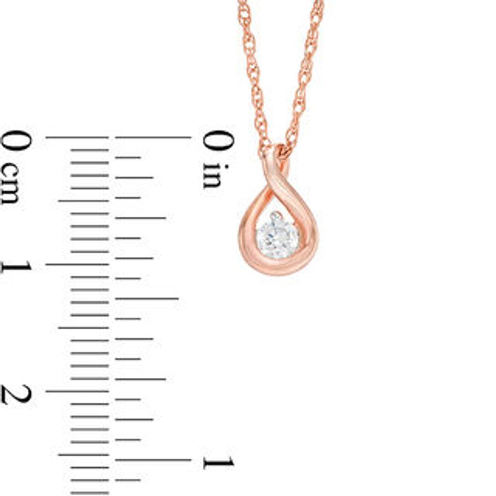 CT. T.W. Diamond Solitaire Teardrop Twist Pendant and Stud Earrings Set in 10K Rose Gold|Peoples Jewellers