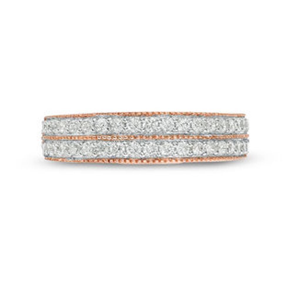 CT. T.W. Diamond Double Row Vintage-Style Band in 10K Rose Gold|Peoples Jewellers