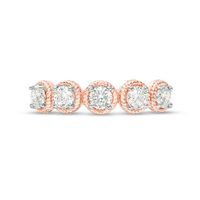 0.69 CT. T.W. Diamond Frame Five Stone Rope-Edged Stackable Band in 10K Rose Gold|Peoples Jewellers