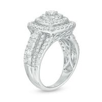 CT. T.W. Diamond Triple Frame Multi-Row Engagement Ring in 10K White Gold|Peoples Jewellers