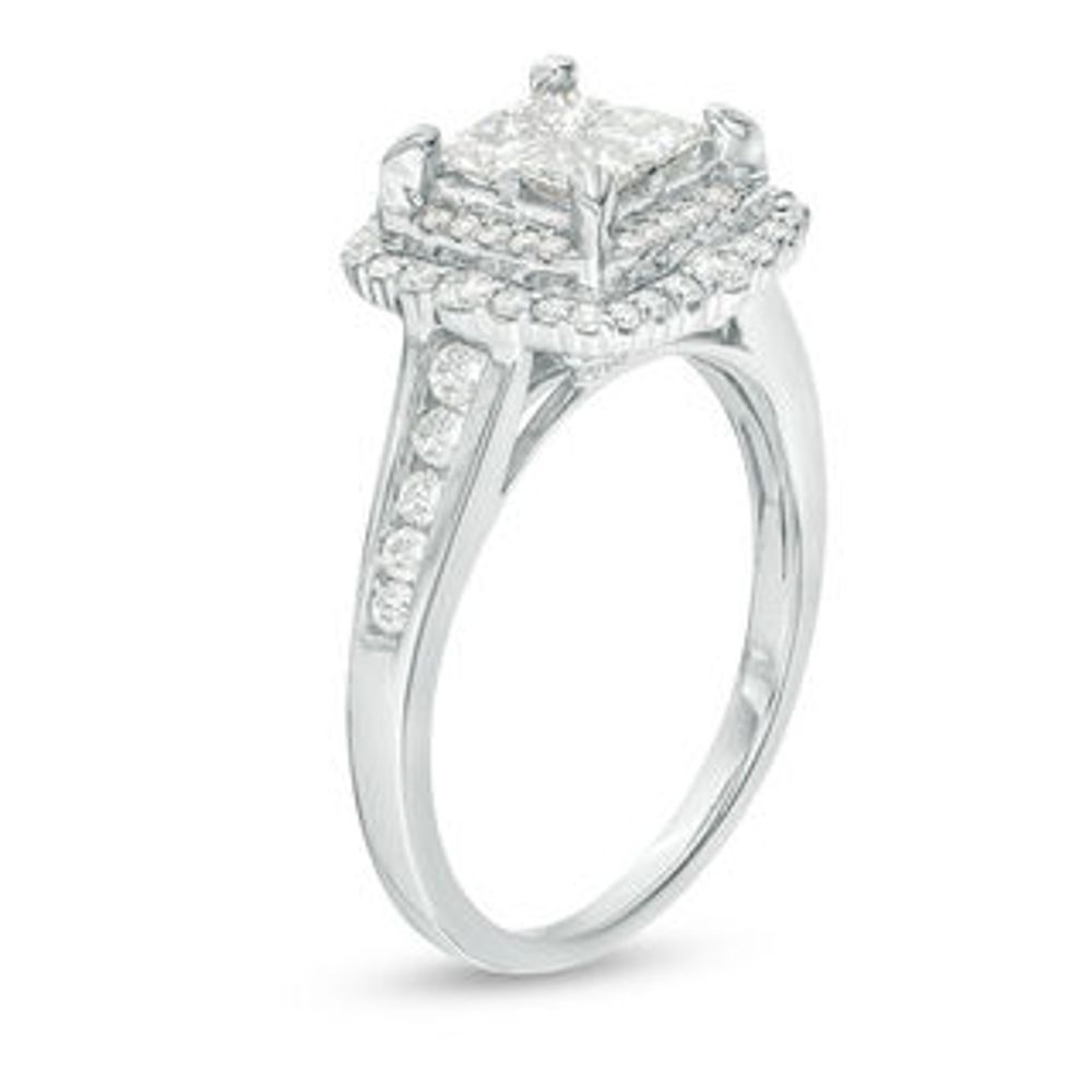 CT. T.W. Quad Princess-Cut Diamond Frame Engagement Ring in 14K White Gold|Peoples Jewellers