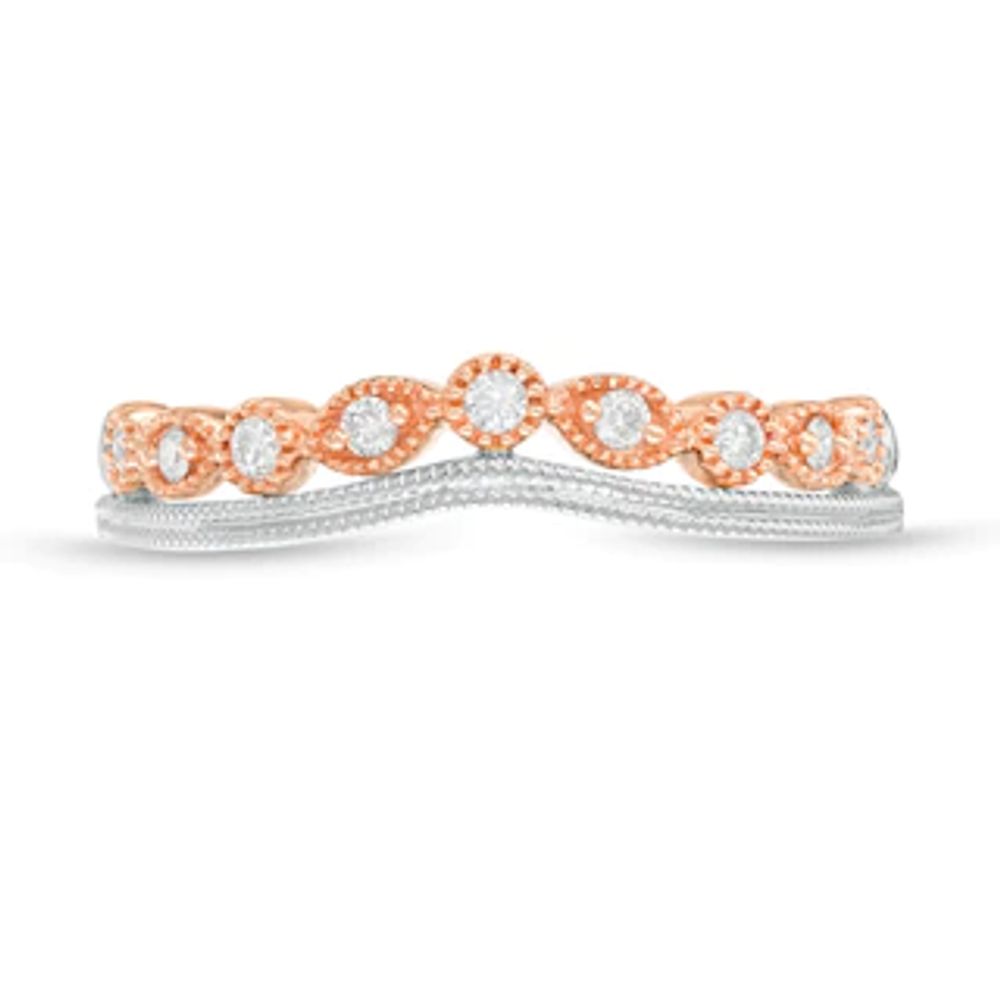 0.115 CT. T.W. Diamond Contour Vintage-Style Anniversary Band in 10K Two-Tone Gold|Peoples Jewellers