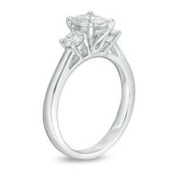 1.00 CT. T.W. Multi-Diamond Cushion Three Stone Engagement Ring in 14K White Gold|Peoples Jewellers