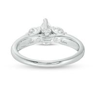 1.00 CT. T.W. Certified Pear-Shaped Diamond Past Present Future® Engagement Ring in 14K White Gold (I/SI2)|Peoples Jewellers