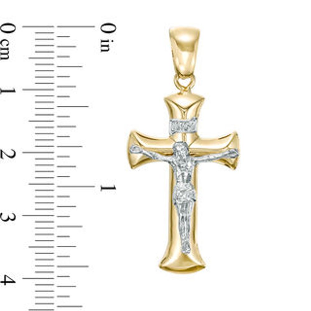 Italian Gold Men's Crucifix Necklace Charm in 14K Two-Tone Gold|Peoples Jewellers