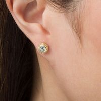 4.0mm Aquamarine Bead Frame Stud Earrings in 10K Gold|Peoples Jewellers