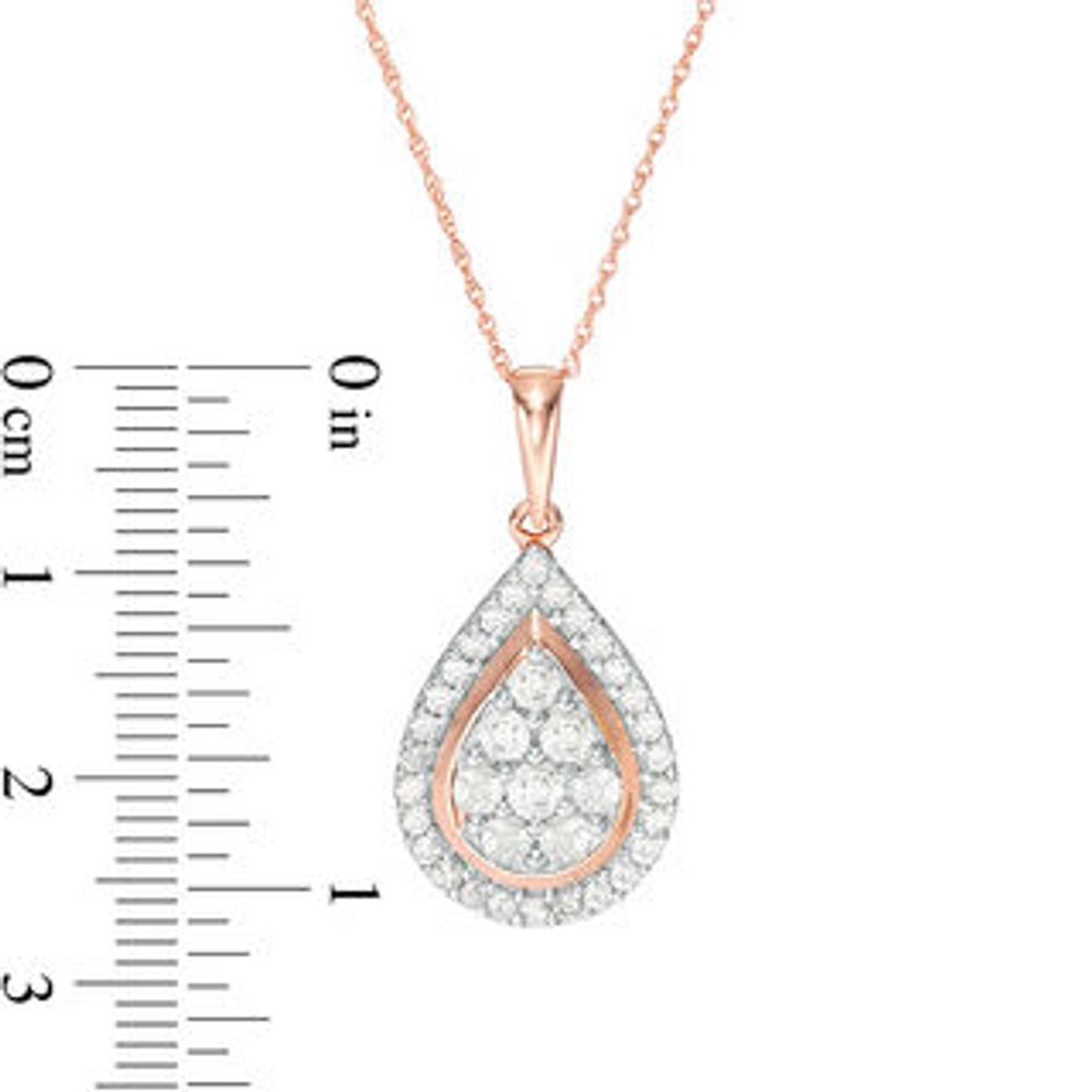 0.95 CT. T.W. Composite Diamond Teardrop Frame Pendant in 10K Rose Gold|Peoples Jewellers